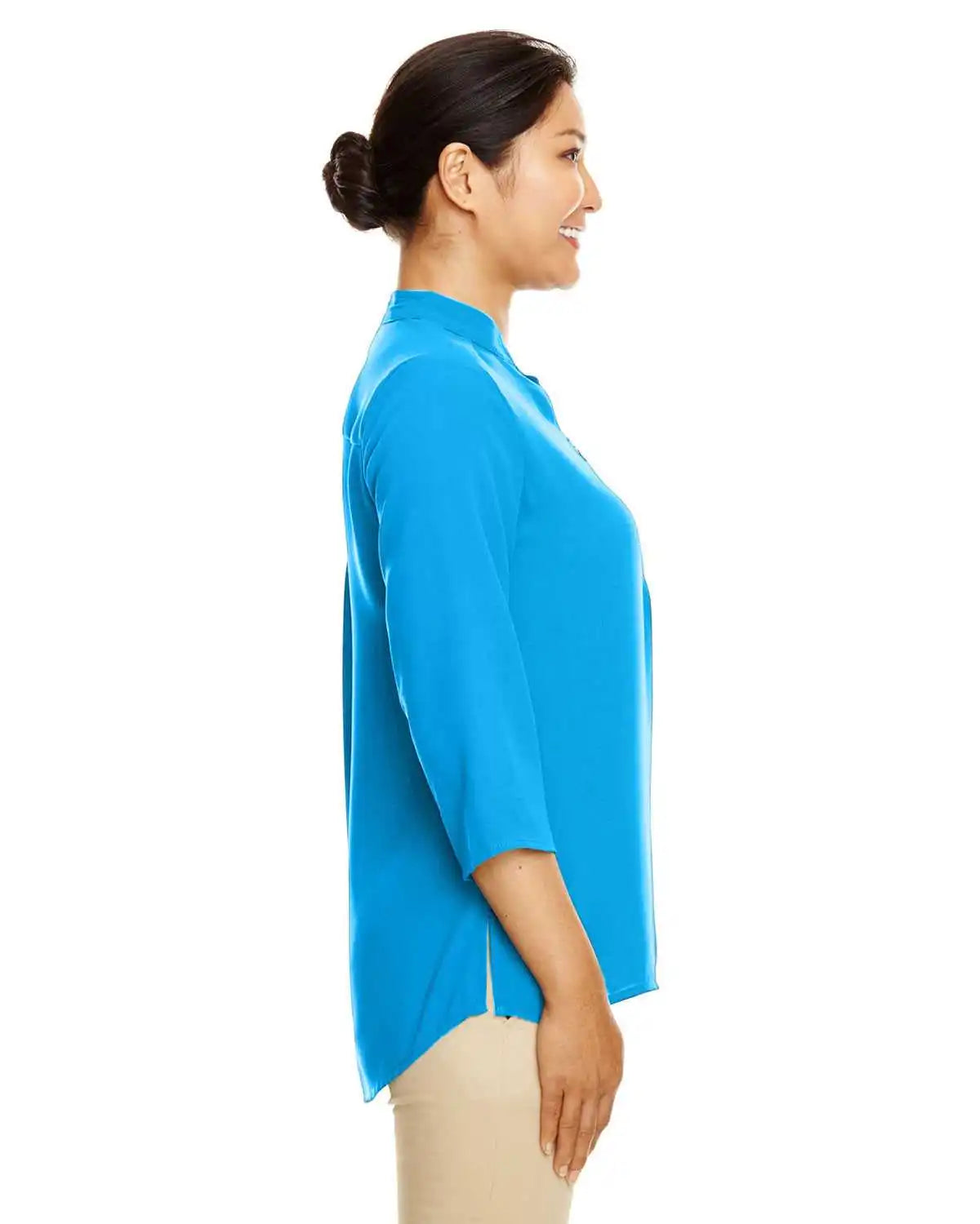 Devon &amp; Jones Dp611w Ladies’ Perfect Fit 3/4 Sleeve Crepe Tunic - Ocean Blue
