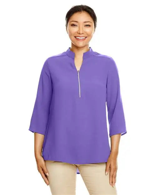 Devon & Jones Dp611w Women's Perfect Fitâ„¢ Three-quarter Sleeve Crepe Tunic - Grape