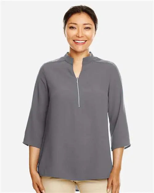 Devon & Jones Dp611w Women’s Perfect Fitâ„¢ Three-quarter Sleeve Crepe Tunic - Graphite