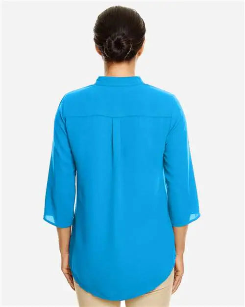 Devon & Jones Dp611w Women’s Perfect Fitâ„¢ Three-quarter Sleeve Crepe Tunic - Ocean Blue