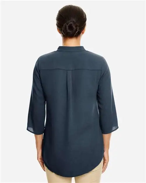 Devon & Jones Dp611w Women’s Perfect Fitâ„¢ Three-quarter Sleeve Crepe Tunic - Navy
