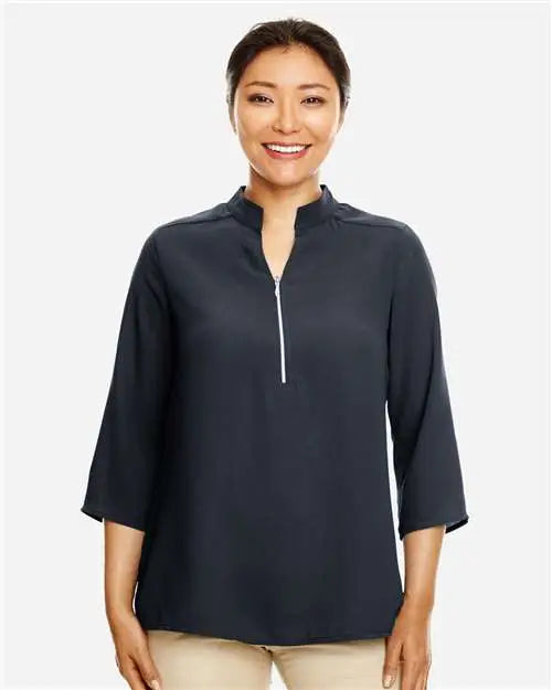 Devon & Jones Dp611w Women’s Perfect Fitâ„¢ Three-quarter Sleeve Crepe Tunic - Black
