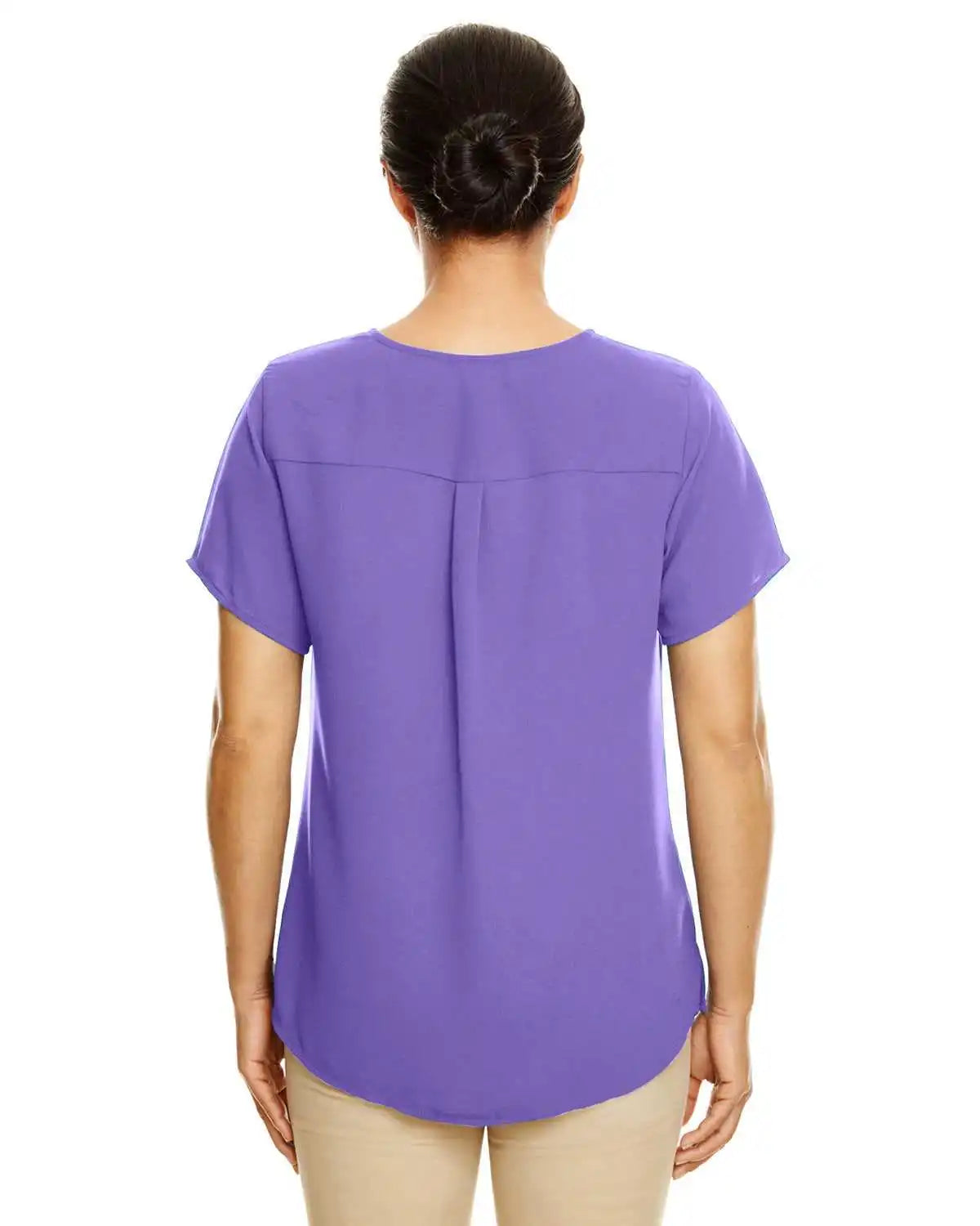 Devon &amp; Jones Dp612w Ladies’ Perfect Fit Short-sleeve Crepe Blouse - Grape