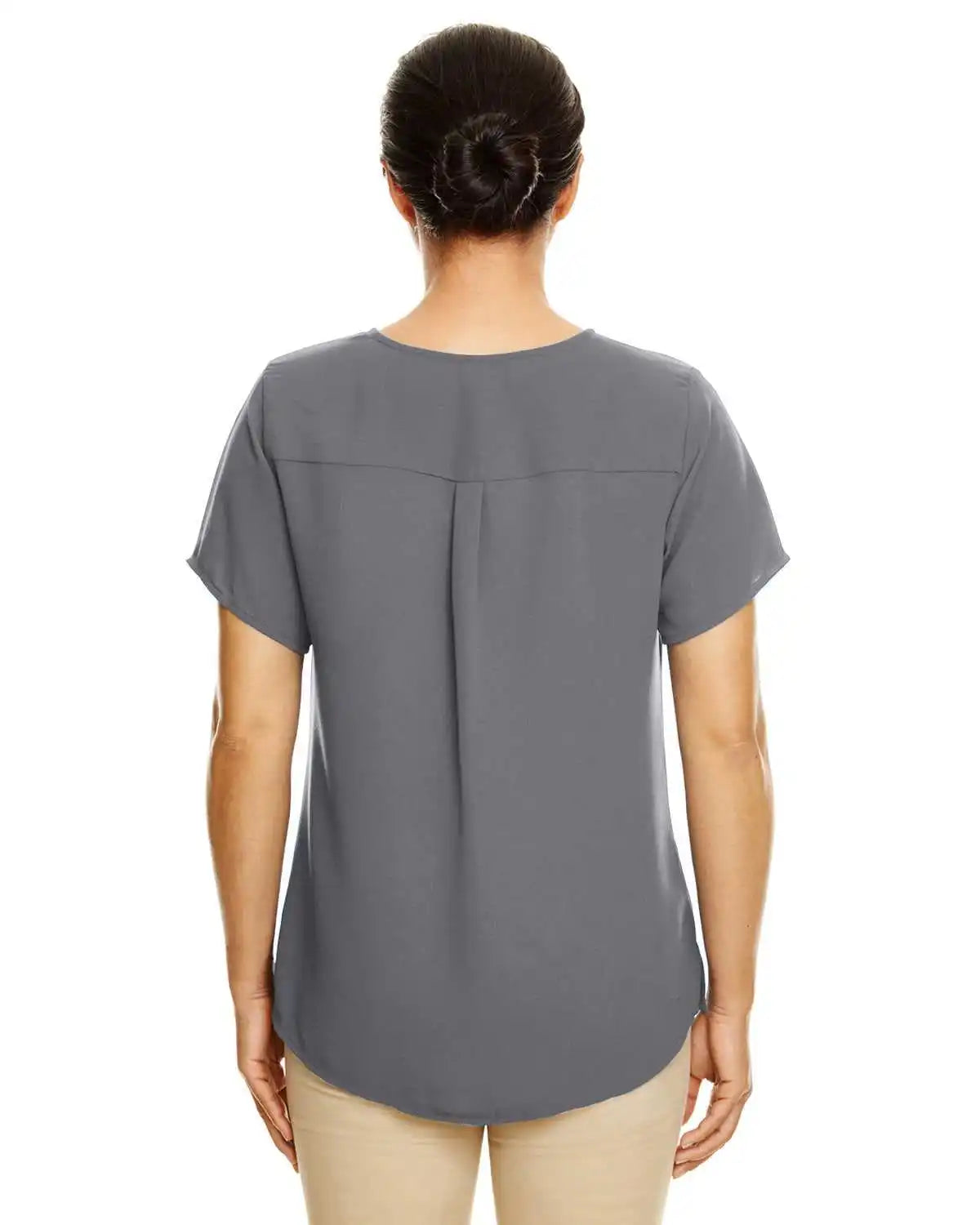 Devon & Jones Dp612w Ladies’ Perfect Fit Short-sleeve Crepe Blouse - Graphite
