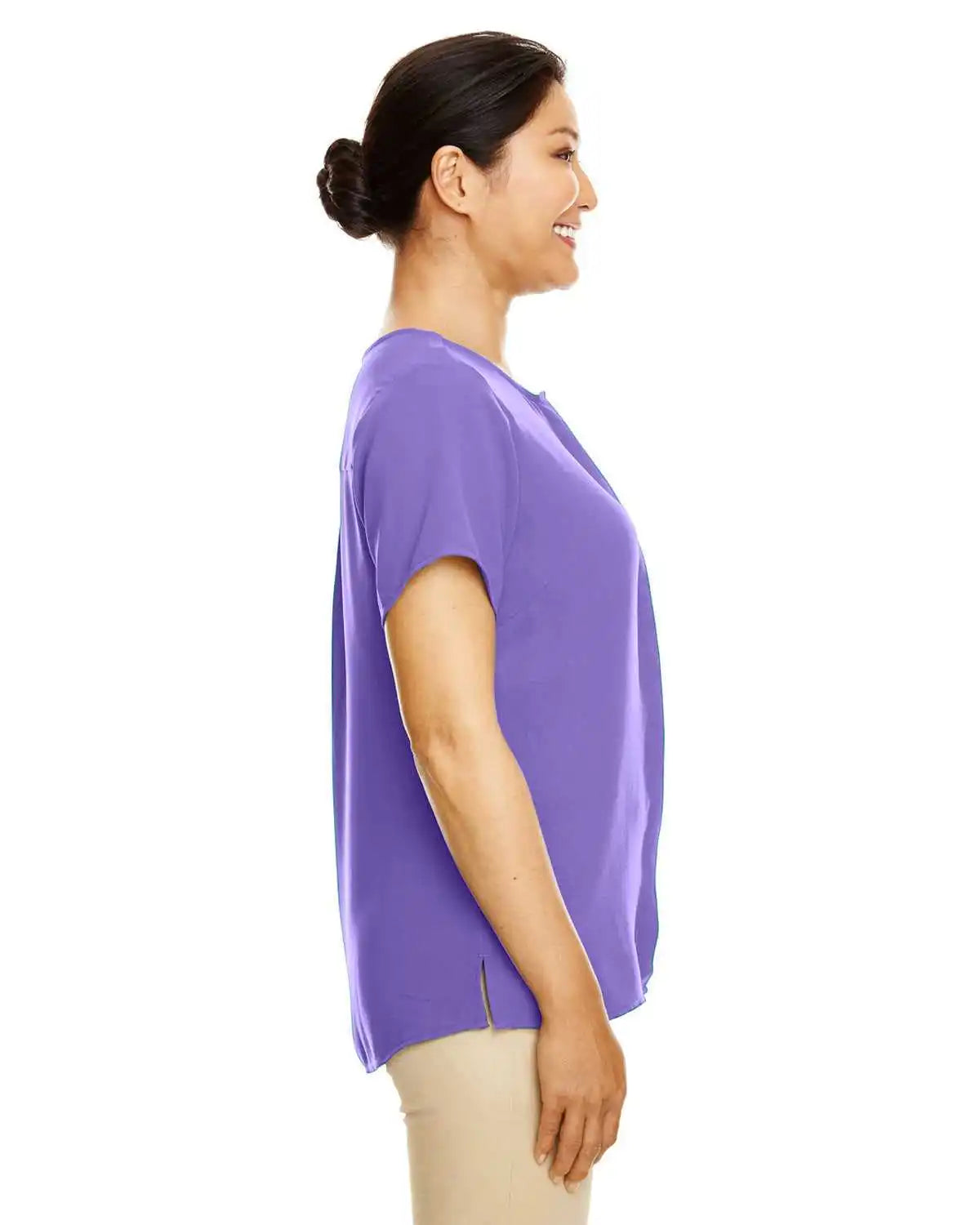 Devon &amp; Jones Dp612w Ladies’ Perfect Fit Short-sleeve Crepe Blouse - Grape