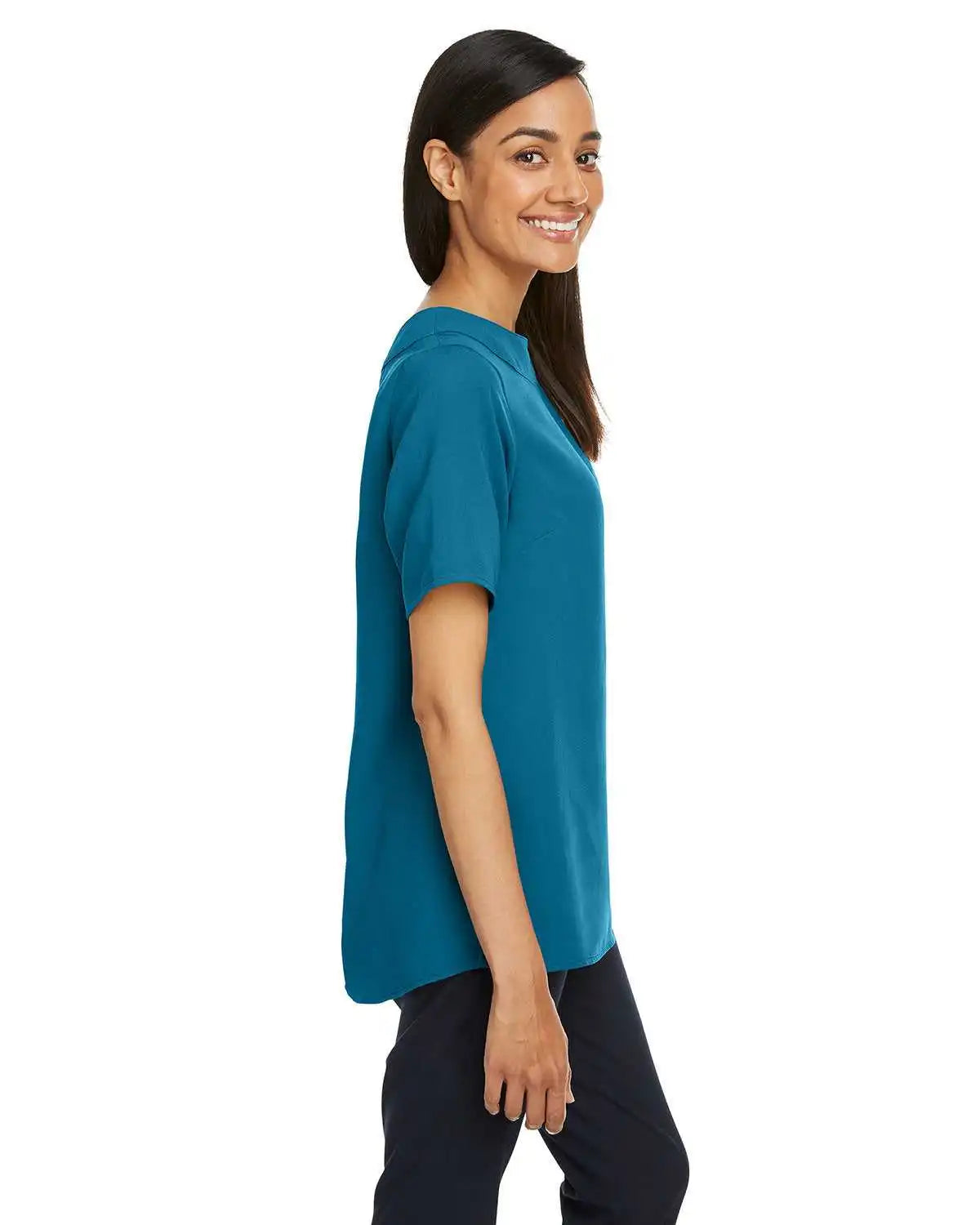 Devon & Jones Dp613w Ladies’ Perfect Fit Boat-neck Blouse - Dark Teal