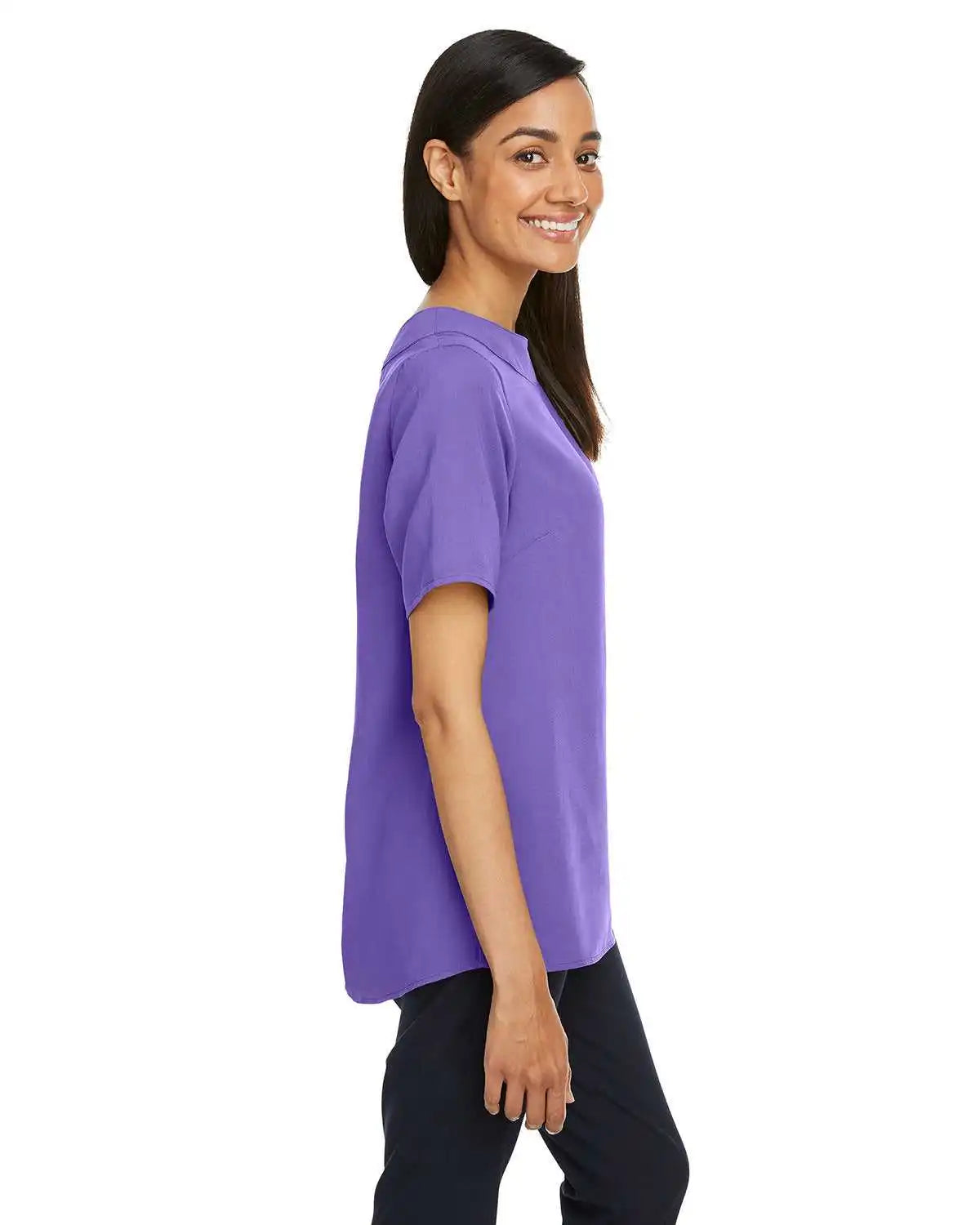 Devon &amp; Jones Dp613w Ladies’ Perfect Fit Boat-neck Blouse - Grape