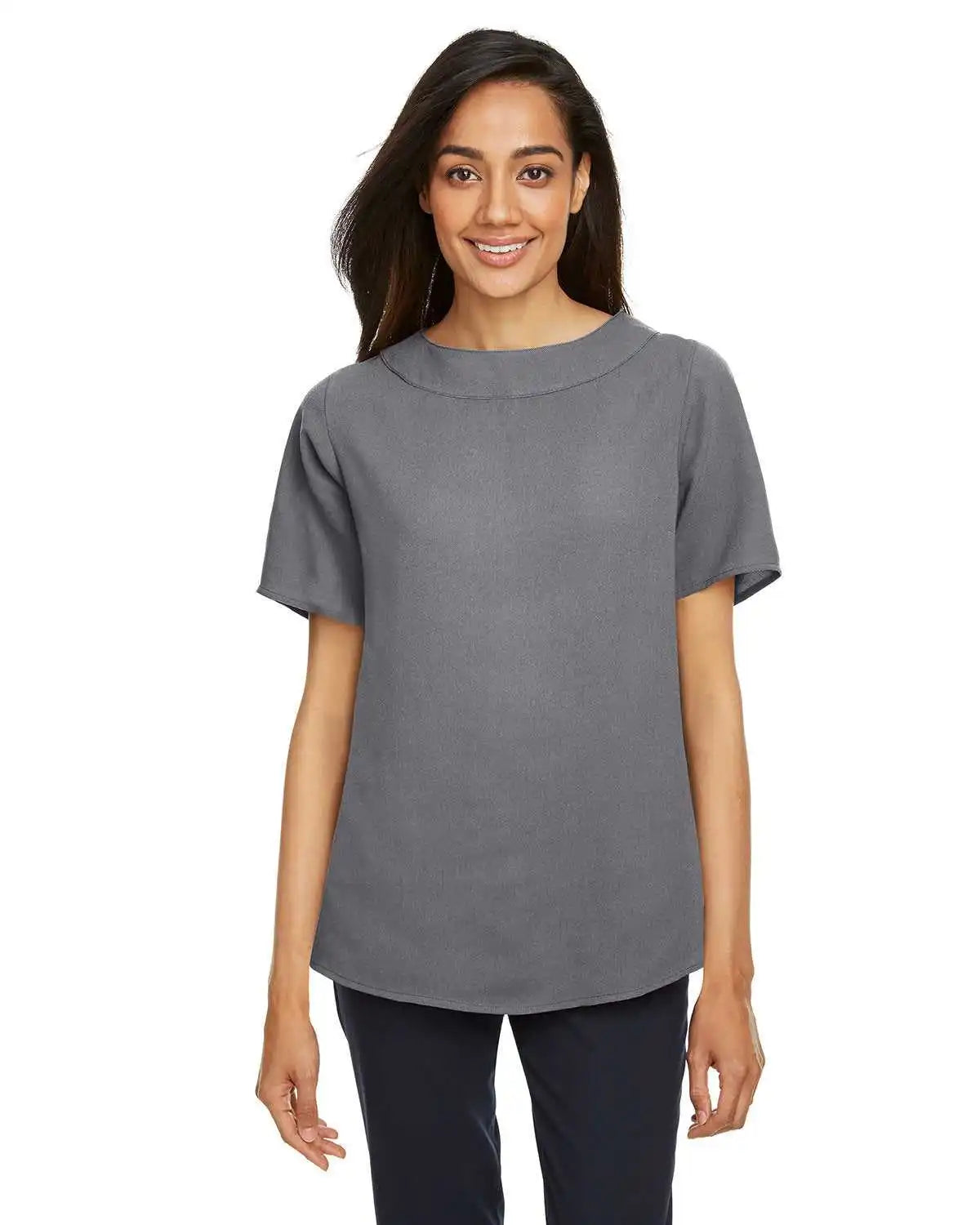 Devon &amp; Jones Dp613w Ladies’ Perfect Fit Boat-neck Blouse - Graphite
