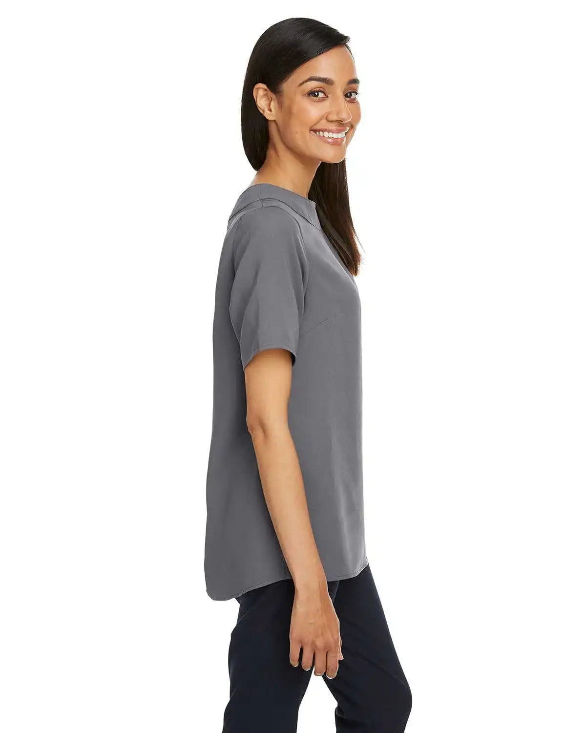 Devon &amp; Jones Dp613w Ladies’ Perfect Fit Boat-neck Blouse - Graphite
