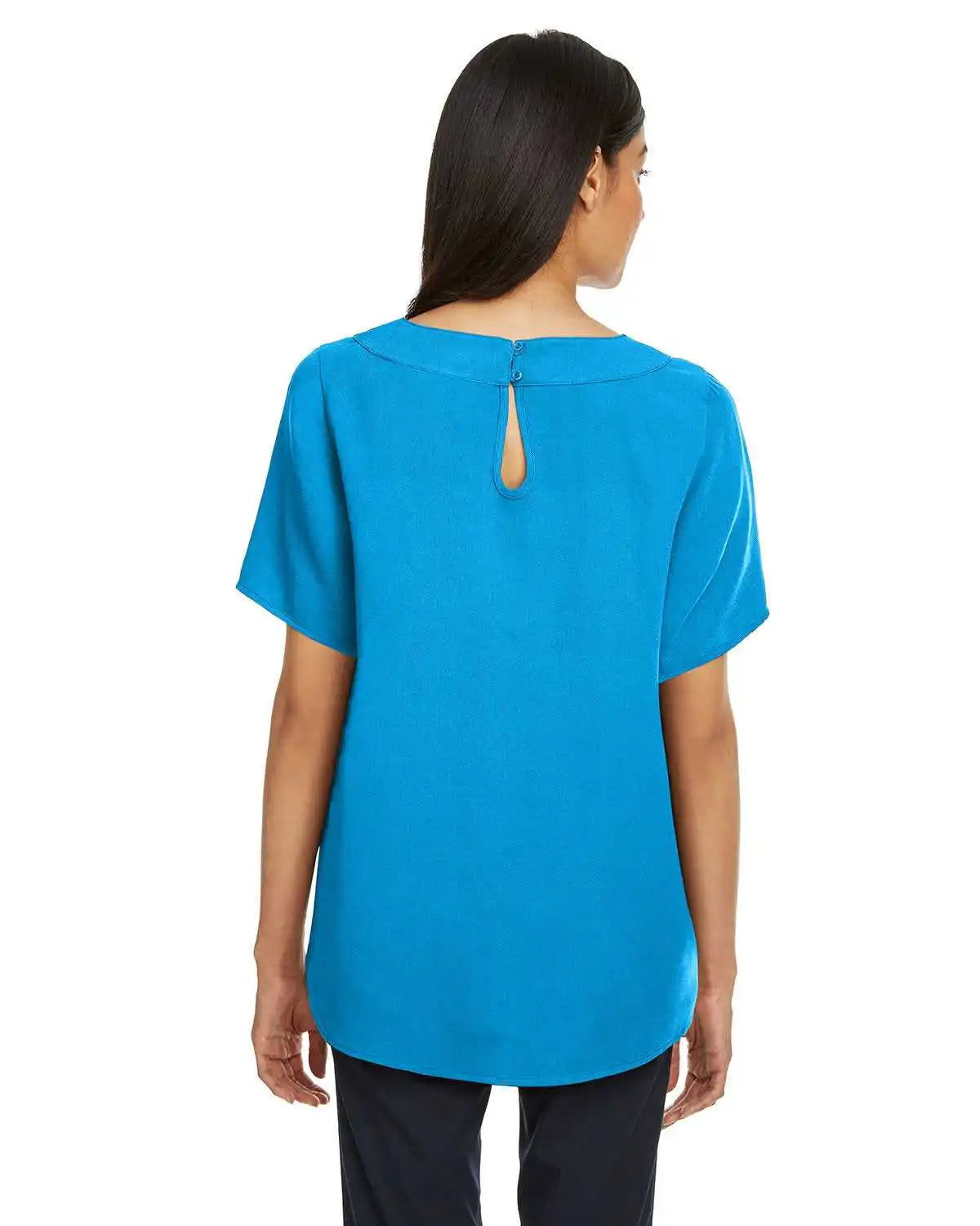 Devon &amp; Jones Dp613w Ladies’ Perfect Fit Boat-neck Blouse - Ocean Blue