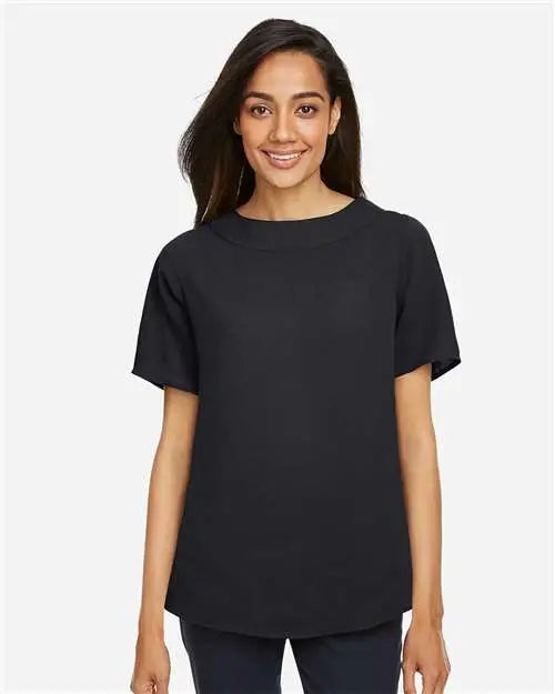 Devon & Jones Dp613w Women’s Perfect Fitâ„¢ Boat Neck Blouse - Black