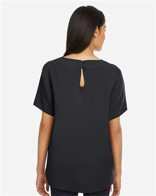 Devon & Jones Dp613w Women’s Perfect Fitâ„¢ Boat Neck Blouse - Black