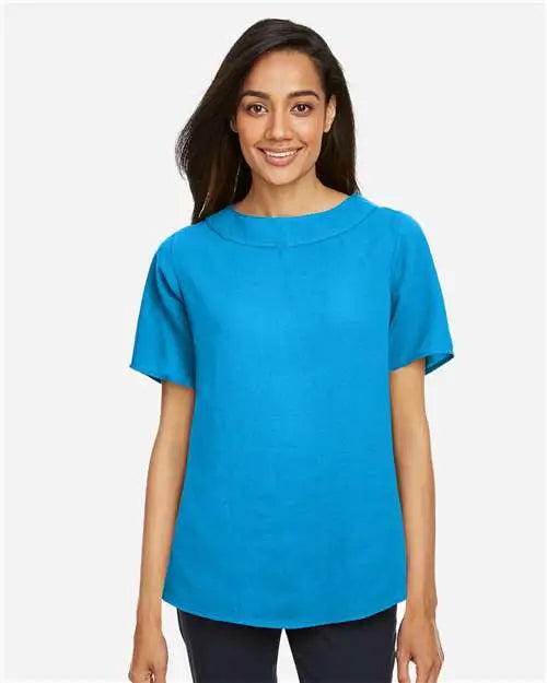 Devon & Jones Dp613w Women’s Perfect Fitâ„¢ Boat Neck Blouse - Ocean Blue