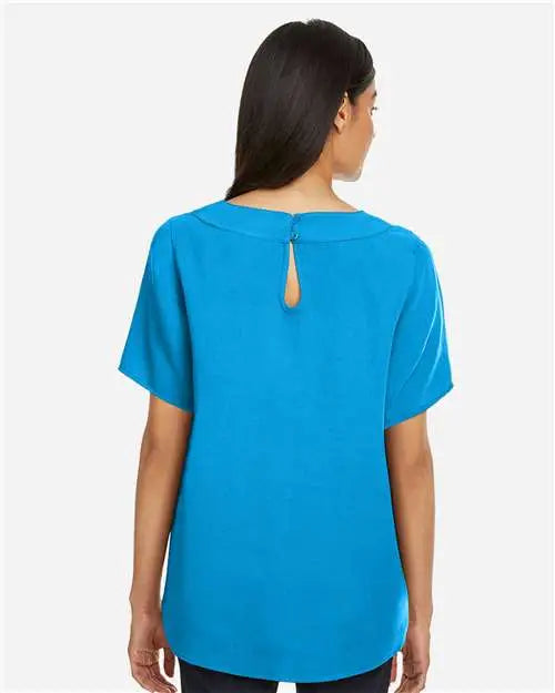 Devon & Jones Dp613w Women’s Perfect Fitâ„¢ Boat Neck Blouse - Ocean Blue
