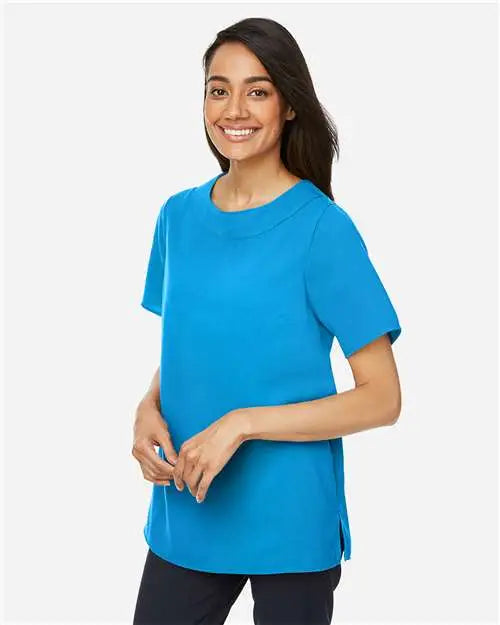 Devon & Jones Dp613w Women’s Perfect Fitâ„¢ Boat Neck Blouse - Ocean Blue