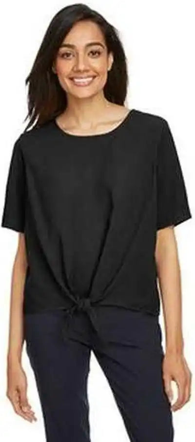 Devon &amp; Jones Dp617w Ladies’ Perfect Fit Tie-front Blouse - Black