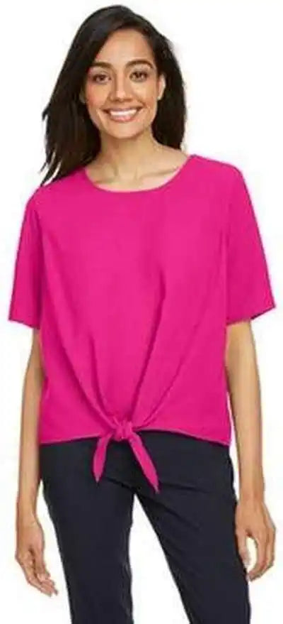 Devon & Jones Dp617w Ladies’ Perfect Fit Tie Front Blouse Crown Raspberry