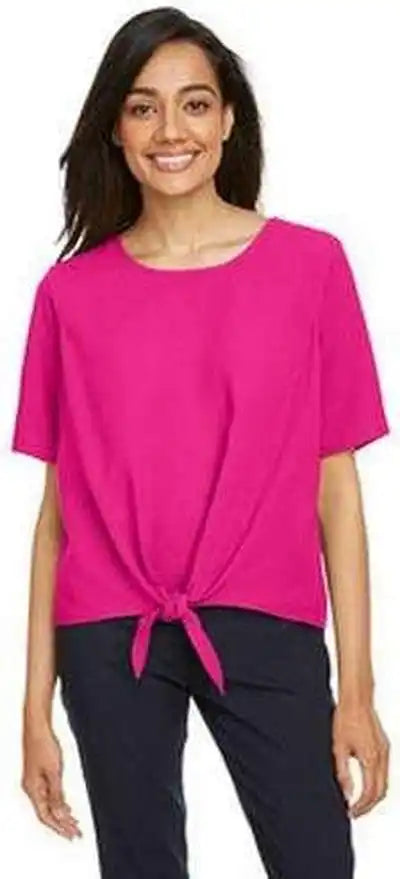Devon & Jones Dp617w Ladies’ Perfect Fit Tie Front Blouse Crown Raspberry