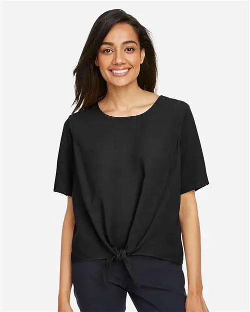 Devon & Jones Dp617w Women’s Perfect Fitâ„¢ Tie Front Blouse - Black