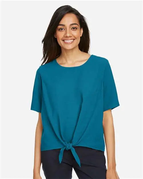 Devon & Jones Dp617w Women’s Perfect Fitâ„¢ Tie Front Blouse - Dark Teal