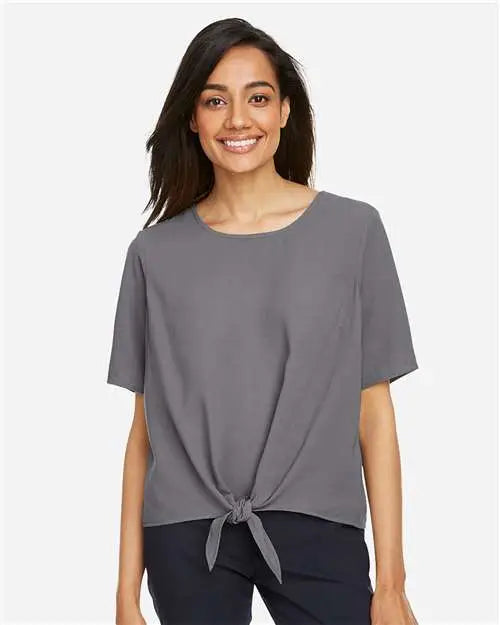 Devon & Jones Dp617w Women’s Perfect Fitâ„¢ Tie Front Blouse - Graphite