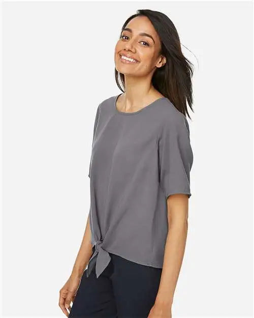 Devon & Jones Dp617w Women’s Perfect Fitâ„¢ Tie Front Blouse - Graphite