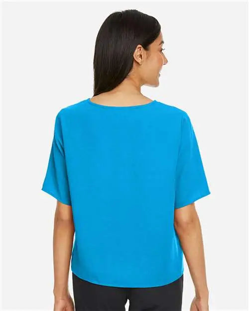 Devon & Jones Dp617w Women’s Perfect Fitâ„¢ Tie Front Blouse - Ocean Blue