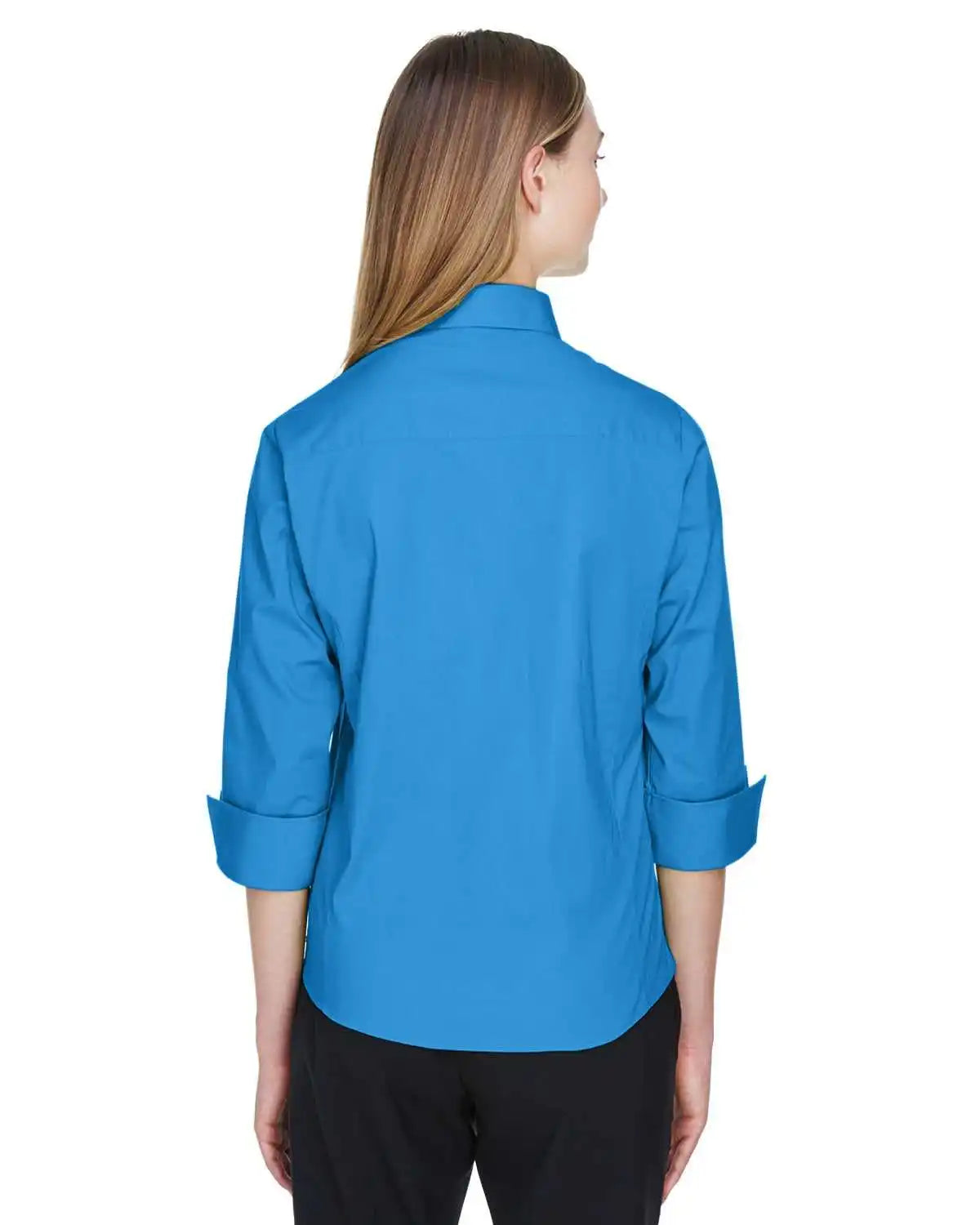 Devon &amp; Jones Dp625w Ladies’ Perfect Fit 3/4 Sleeve Stretch Poplin Blouse - French Blue
