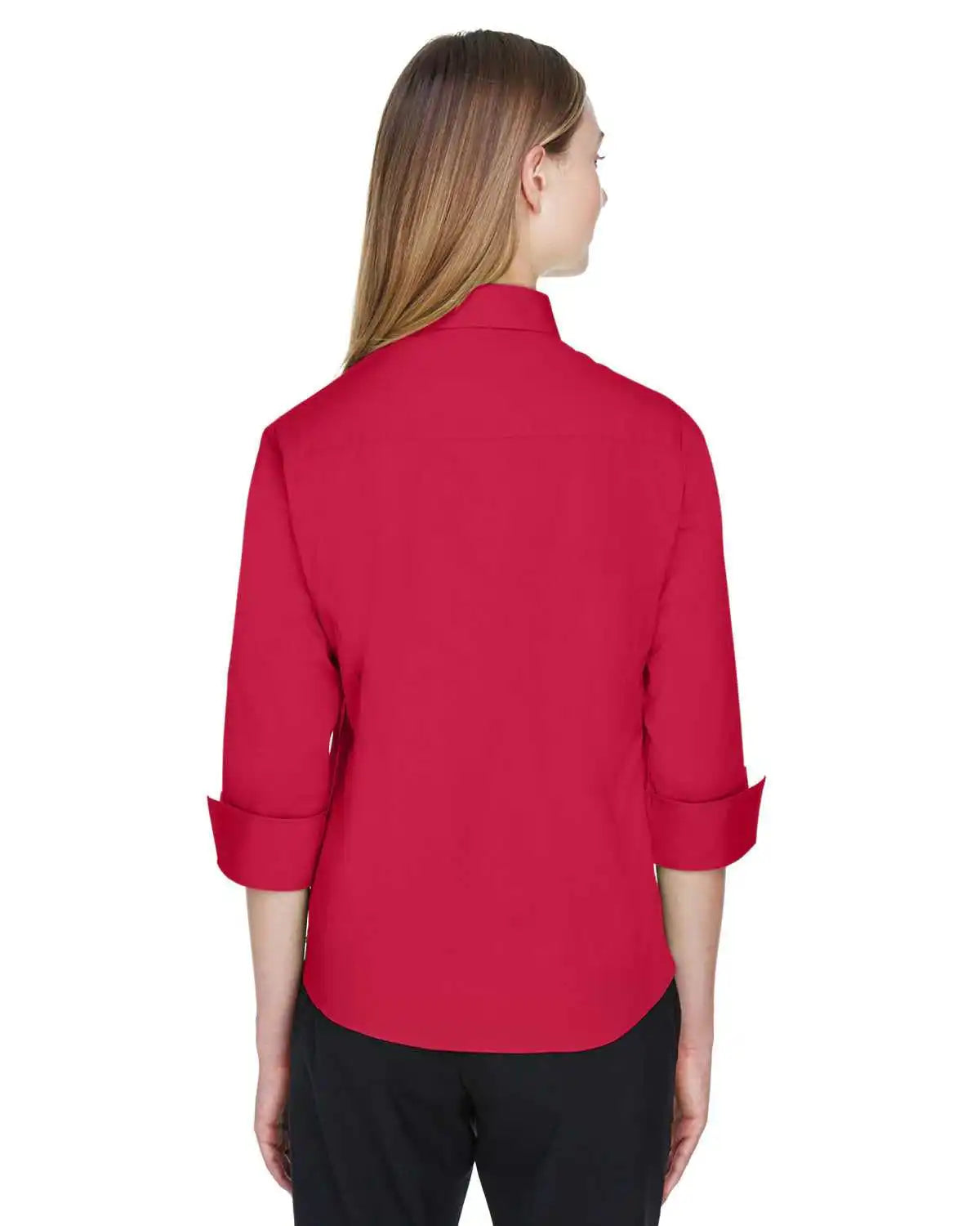 Devon &amp; Jones Dp625w Ladies’ Perfect Fit 3/4 Sleeve Stretch Poplin Blouse - Red