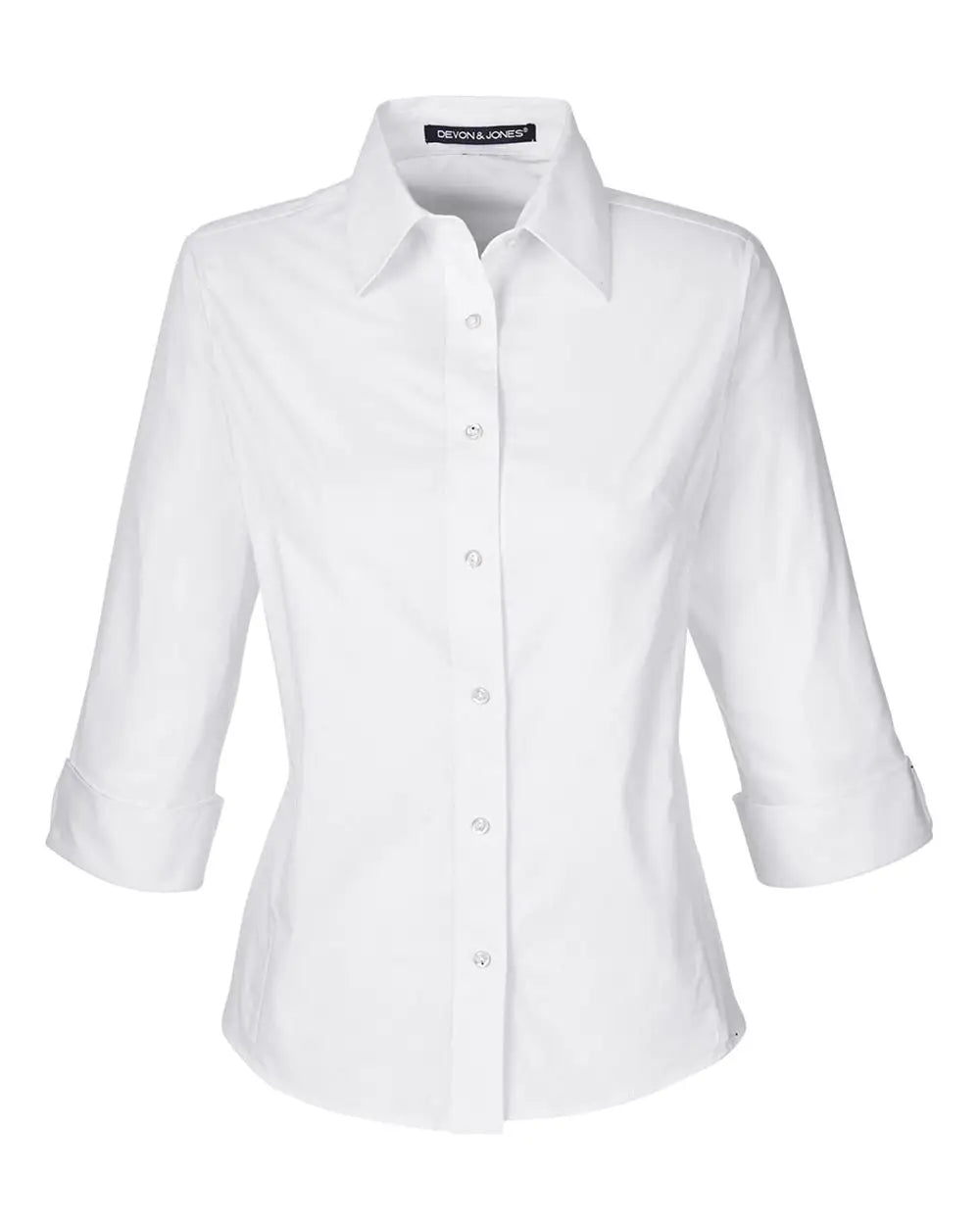 Devon & Jones Dp625w Women’s Perfect Fit Three-quarter Sleeve Stretch Poplin Dress Shirt - White