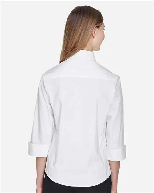 Devon & Jones Dp625w Women’s Perfect Fit Three-quarter Sleeve Stretch Poplin Dress Shirt - White