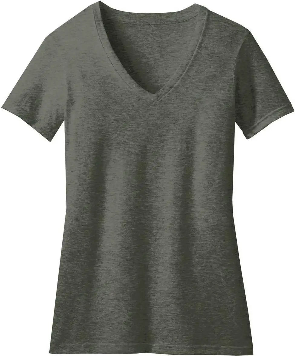 District Dm1190l Women’s Perfect Blend V-neck Tee - Heathered Olive