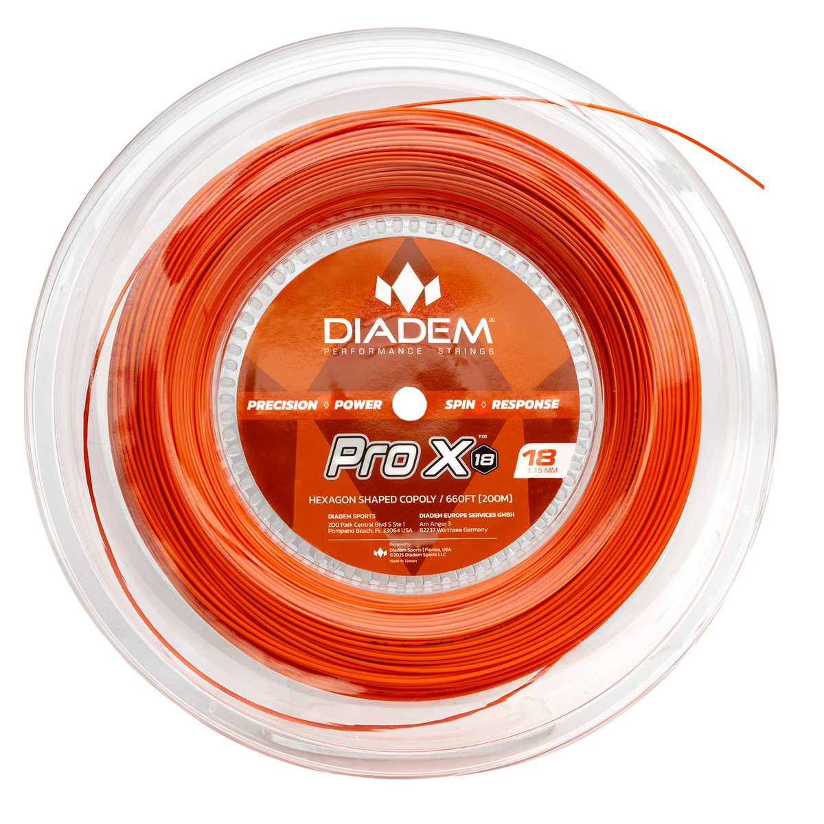 Diadem Pro x Reel Tennis Racket Strings - 15l(1.35mm) / Orange
