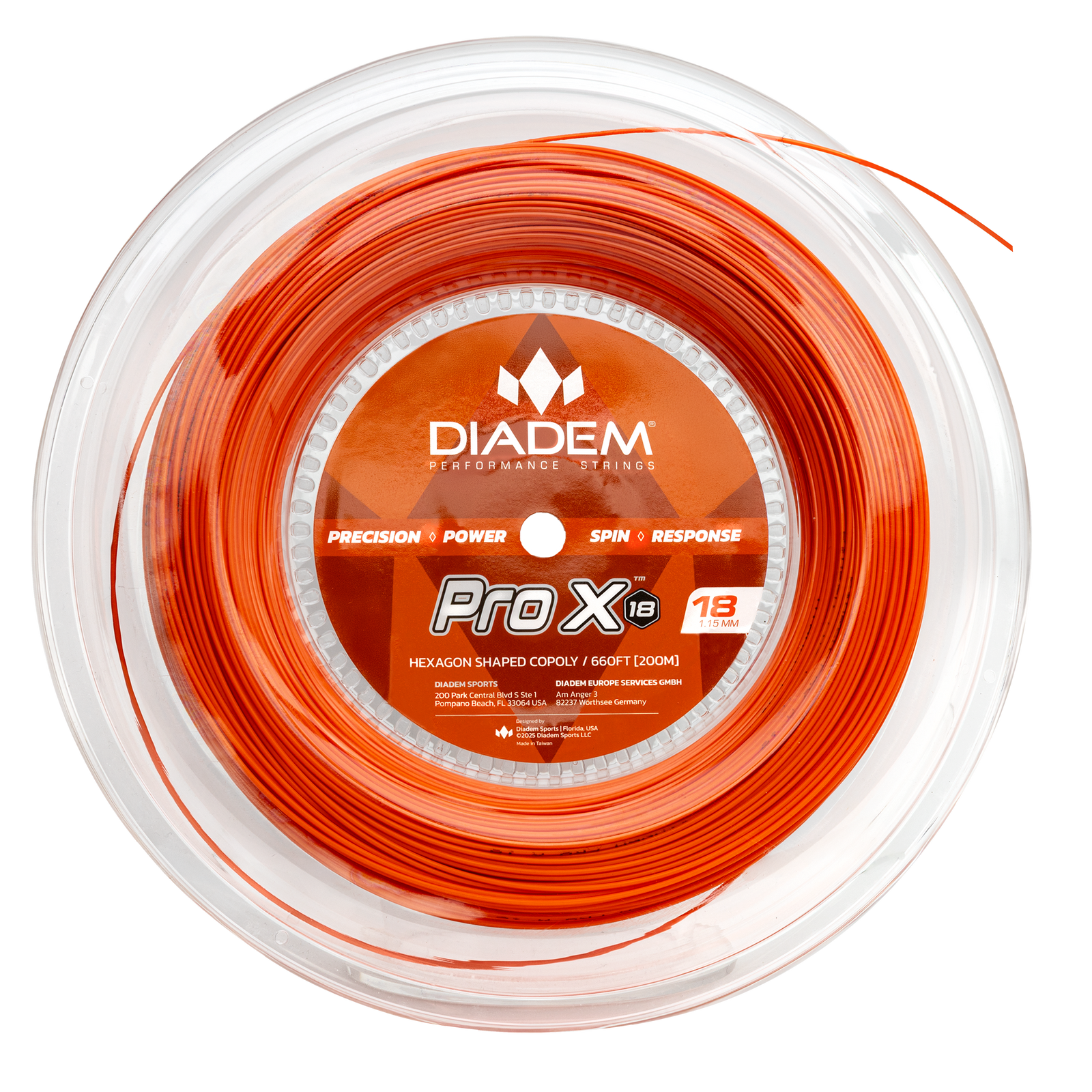 Diadem Pro x Reel Tennis Racket Strings - 15l(1.35mm) / Orange