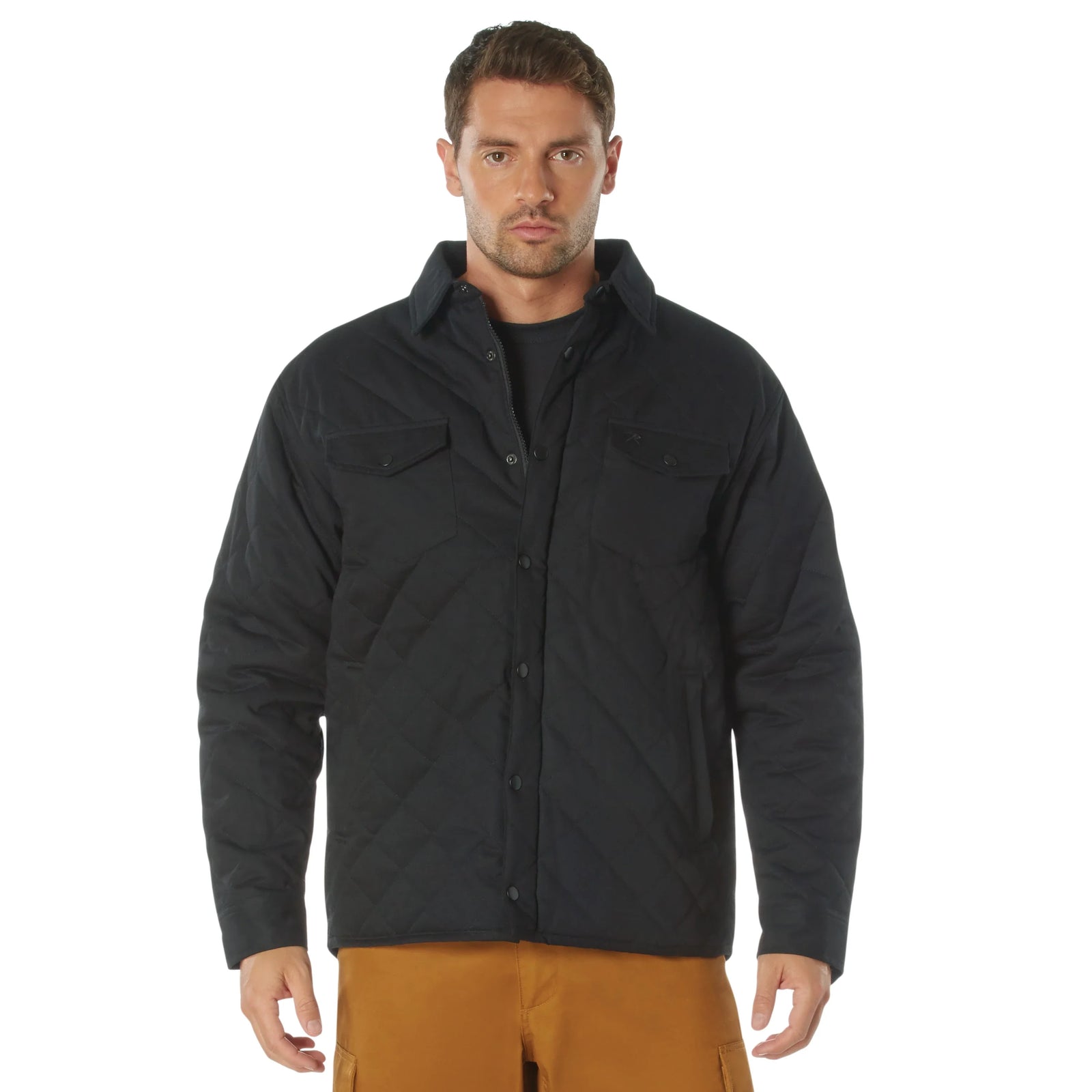 Diamond Quilted Cotton Jacket - Black / s