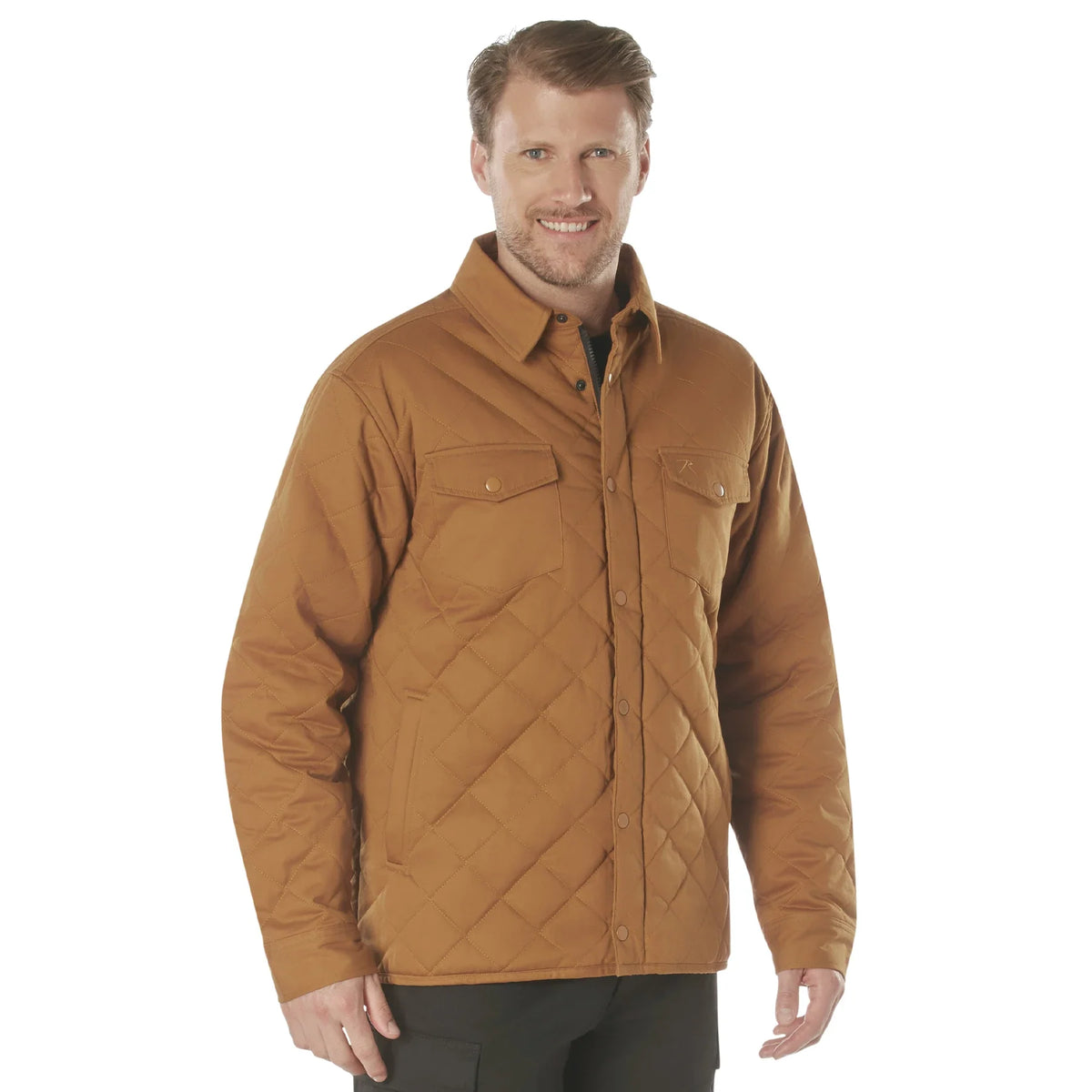 Diamond Quilted Cotton Jacket - Work Brown / s