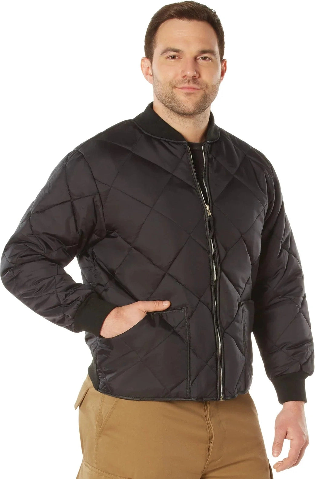 Diamond Quilted Nylon Flight Jacket
