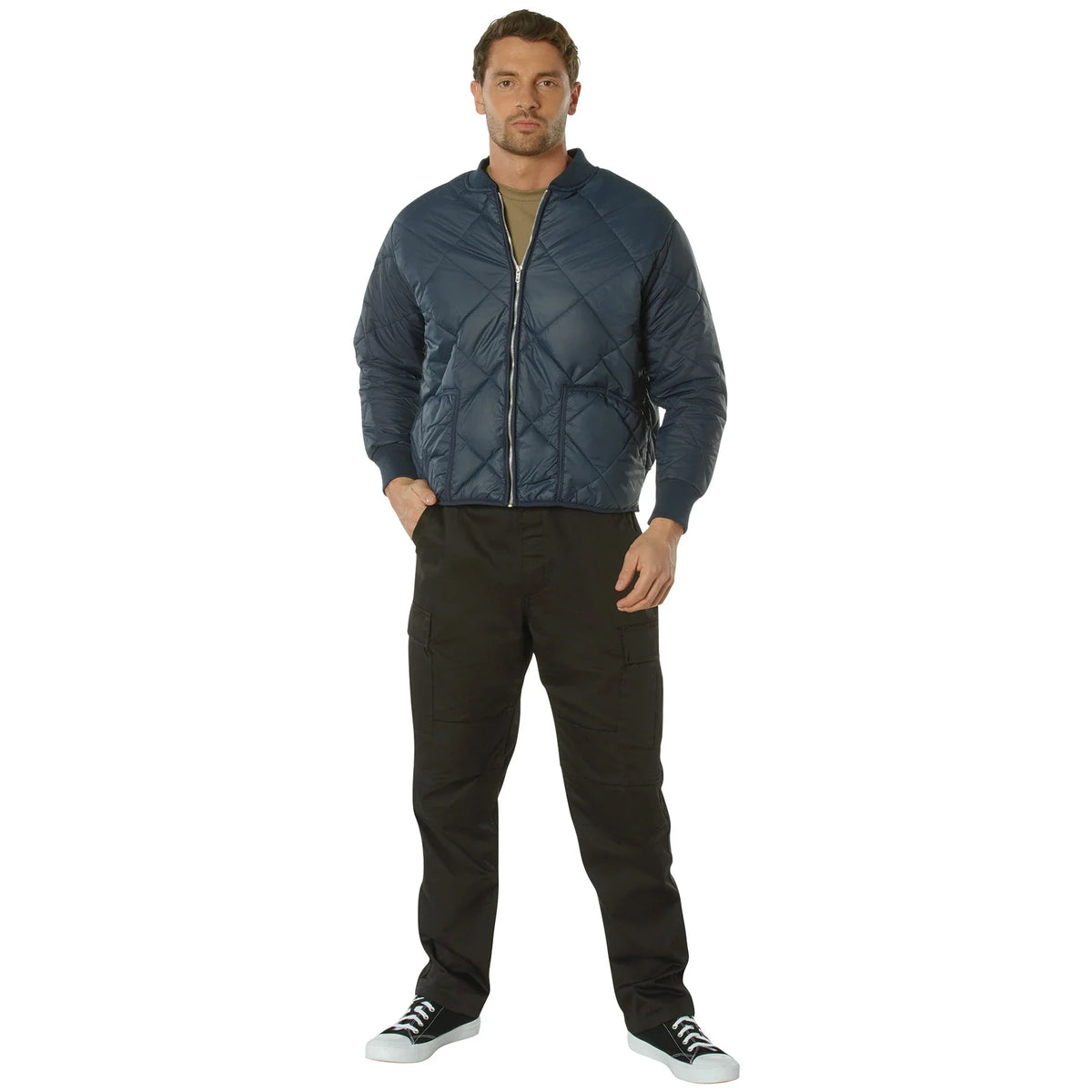 Diamond Quilted Nylon Flight Jacket