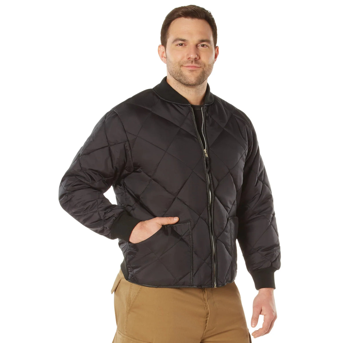 Diamond Quilted Nylon Flight Jacket