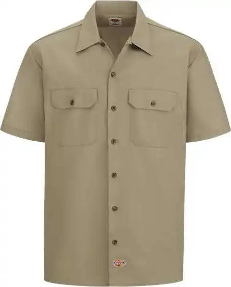 Dickies 2574l Short Sleeve Work Shirt Long Sizes Khaki