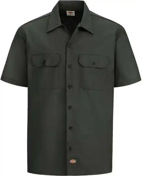 Dickies 2574l Short Sleeve Work Shirt - Long Sizes - Olive Green