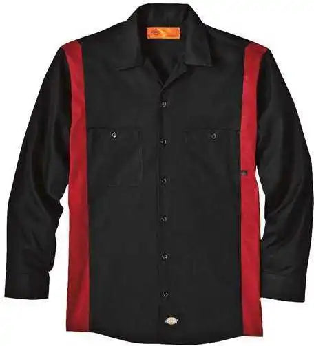 Dickies 5524 Industrial Colorblocked Long Sleeve Shirt - Black English Red