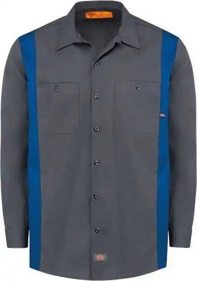 Dickies 5524 Industrial Colorblocked Long Sleeve Shirt - Charcoal Royal Blue