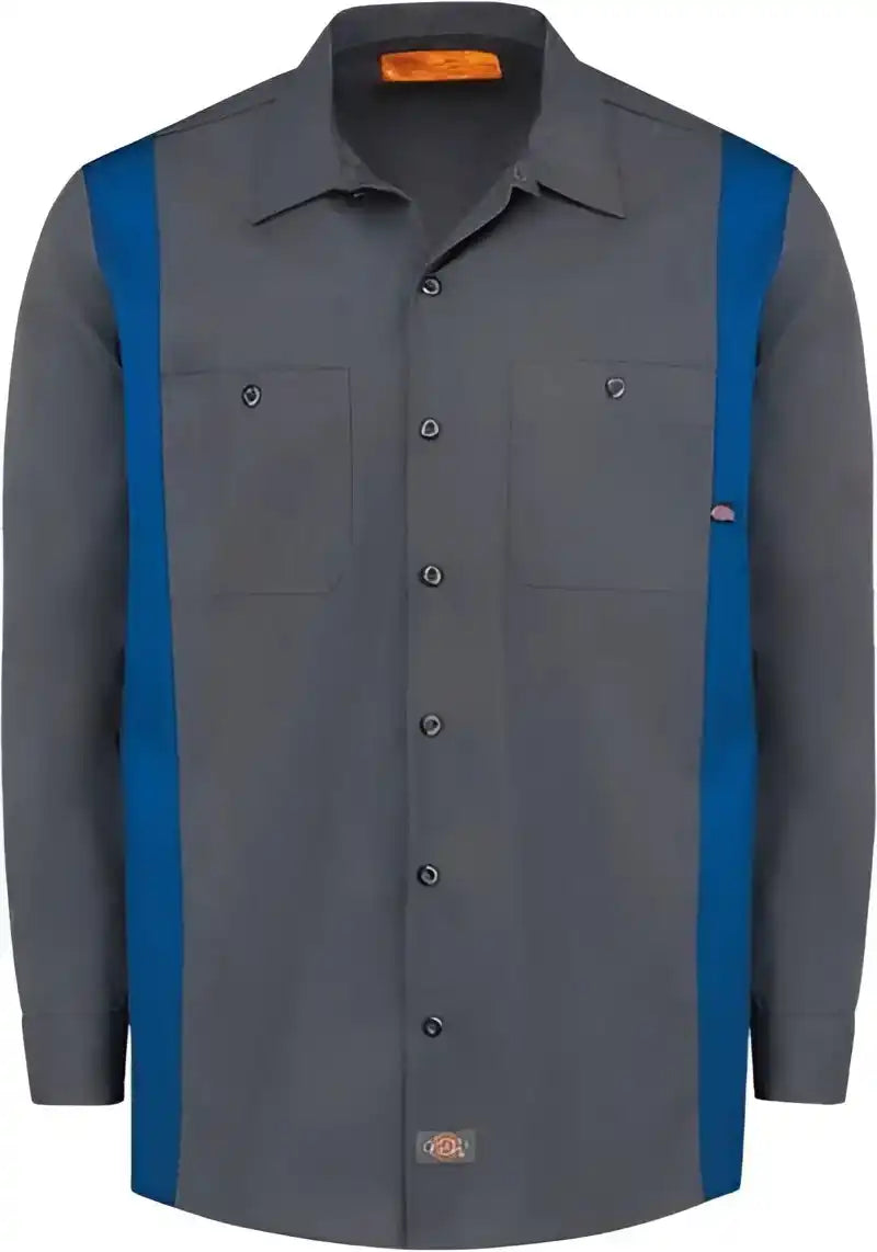 Dickies 5524 Industrial Colorblocked Long Sleeve Shirt - Charcoal Royal Blue