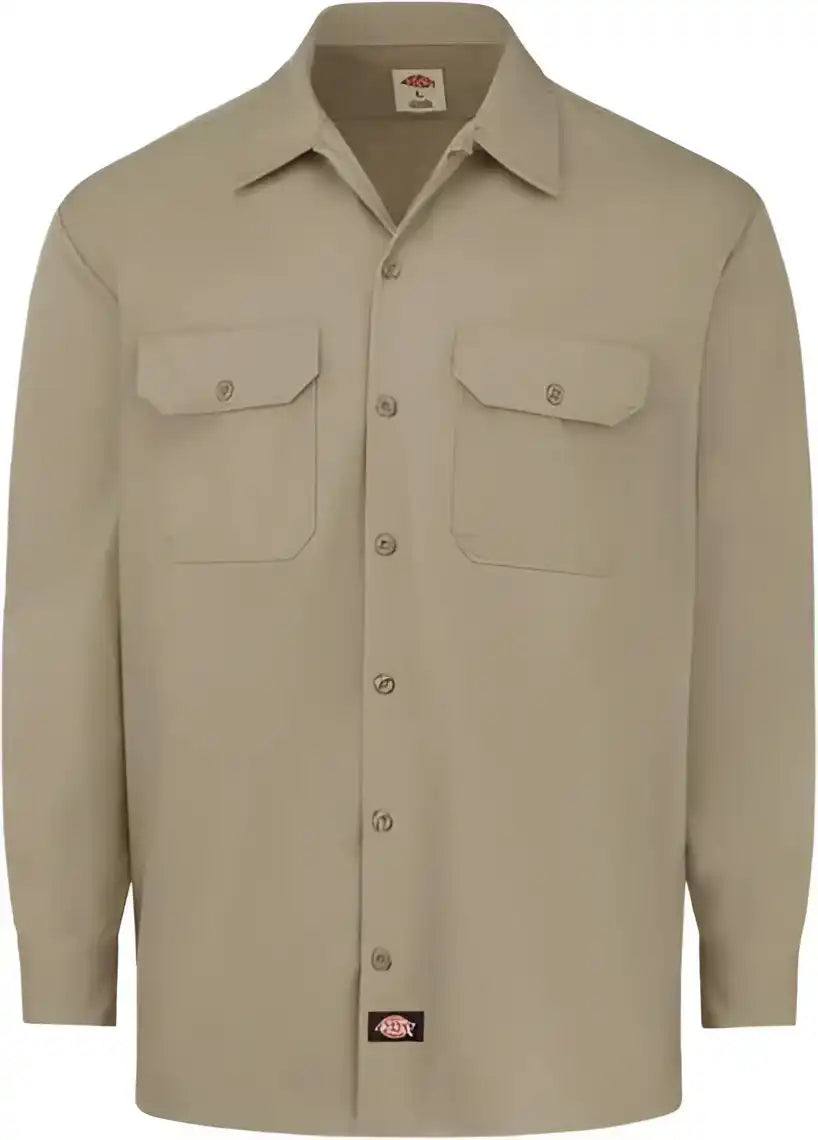 Dickies 5549 Heavyweight Cotton Long Sleeve Shirt Military Khaki