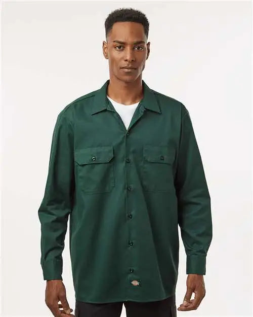 Dickies 5574 Long Sleeve Work Shirt - Hunter Green