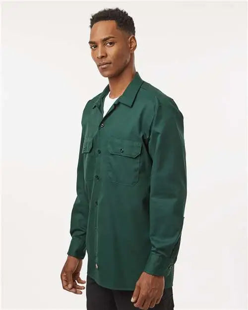 Dickies 5574 Long Sleeve Work Shirt - Hunter Green