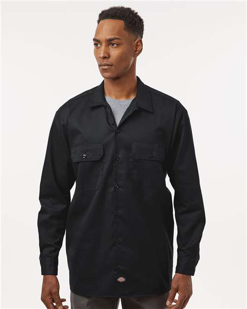 Dickies 5574t Long Sleeve Work Shirt - Tall Sizes - Black