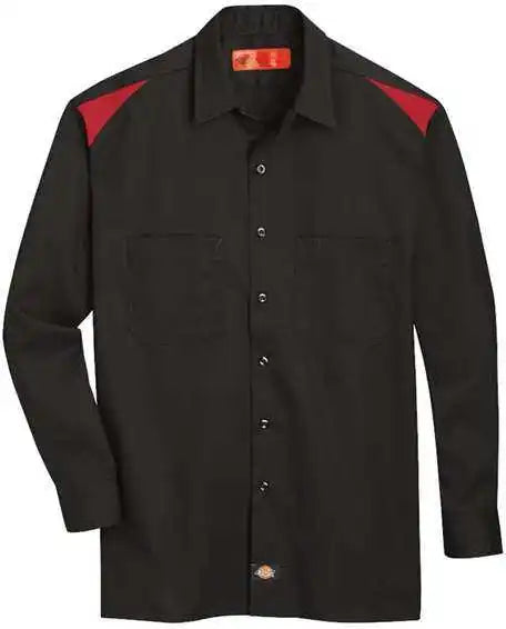 Dickies 6605 Long Sleeve Performance Team Shirt - Black English Red