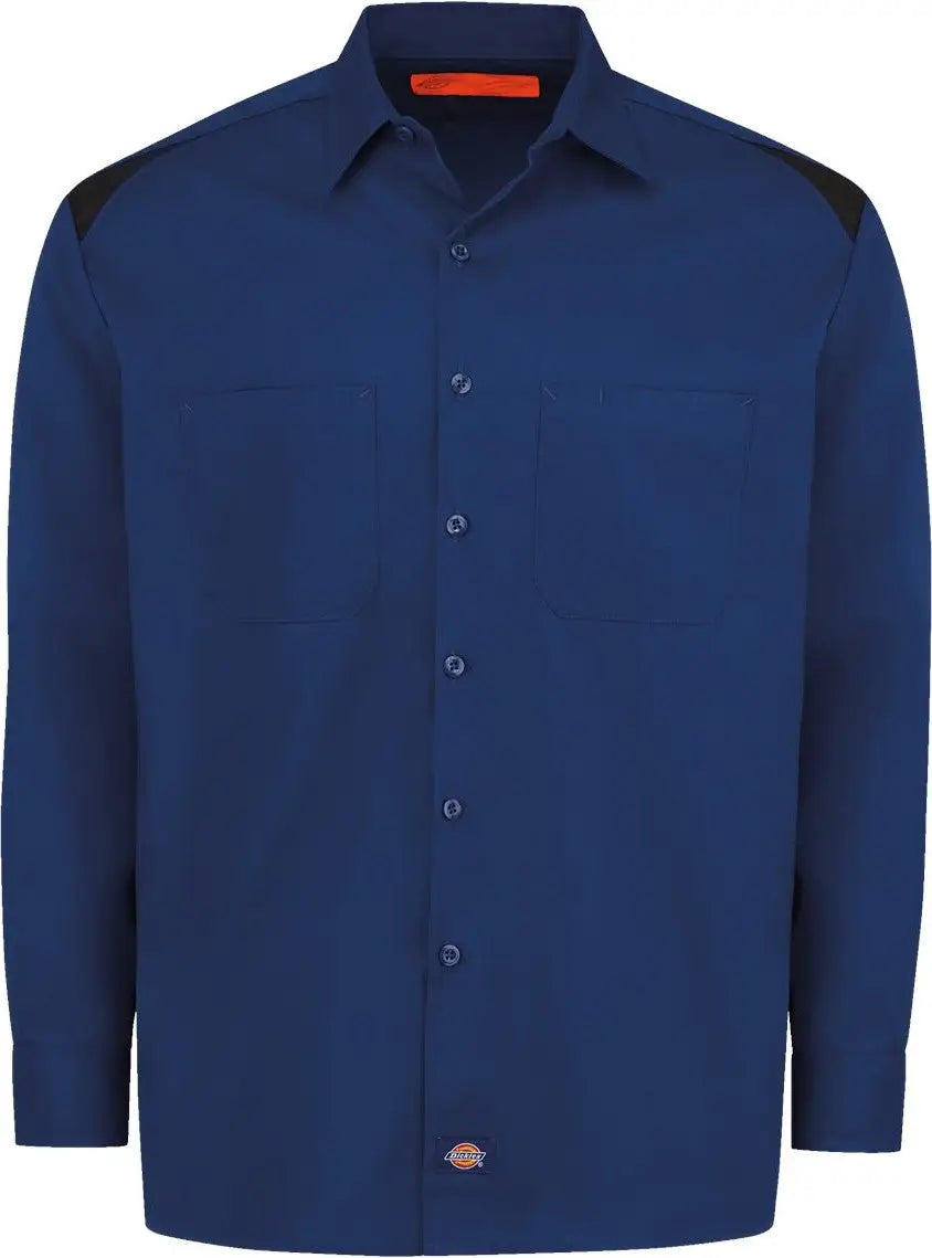 Dickies 6605 Long Sleeve Performance Team Shirt - Cobalt Blue Black - Navy / s
